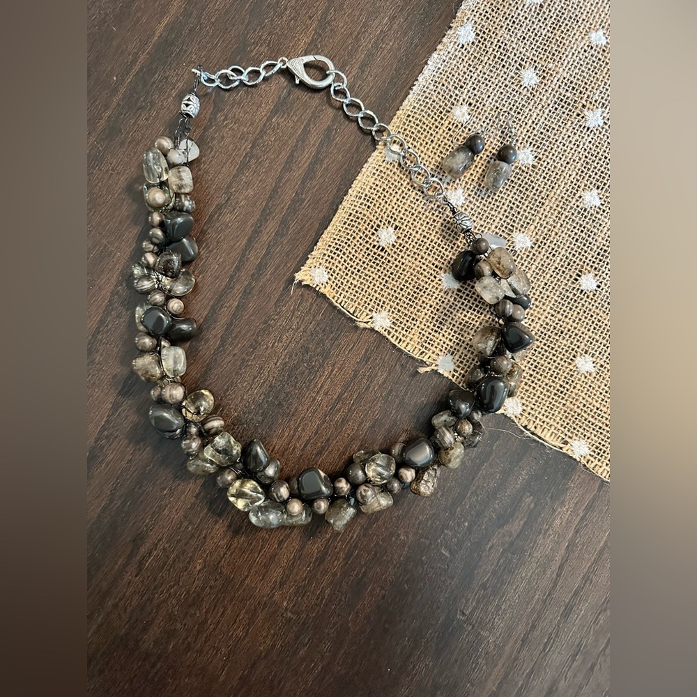 Chunky Rock Necklace and Earring Set